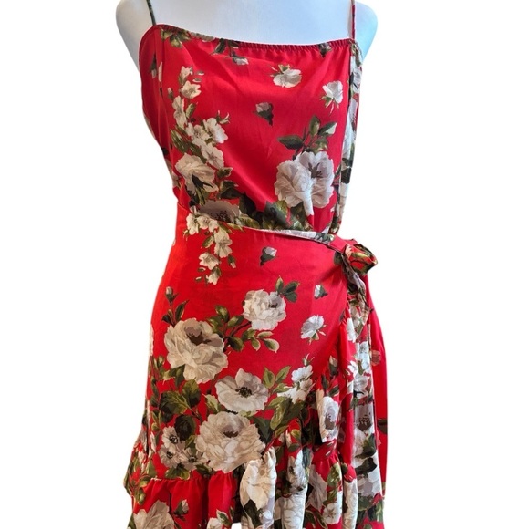 Free People Intimately Floral Wrap Dress Spaghetti Straps Ruffle Hem Mini Size m - Picture 3 of 12